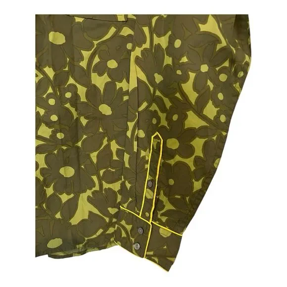 J Crew Womens NWT Camo Flowers Button Up Piped Shirt Sz L Green AA16 - Picture 5 of 9